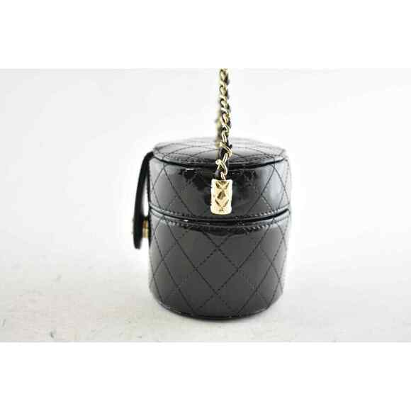 Chanel 20A Mini Black Patent Vanity Quilted CC On Chain Shoulder Crossbody Bag - Picture 5 of 12